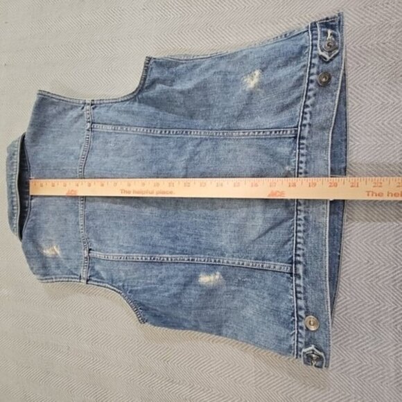 Turo by Vince Camuto Denim Vest Women's Medium Distressed Streetwear Y2K Blue - Picture 4 of 14